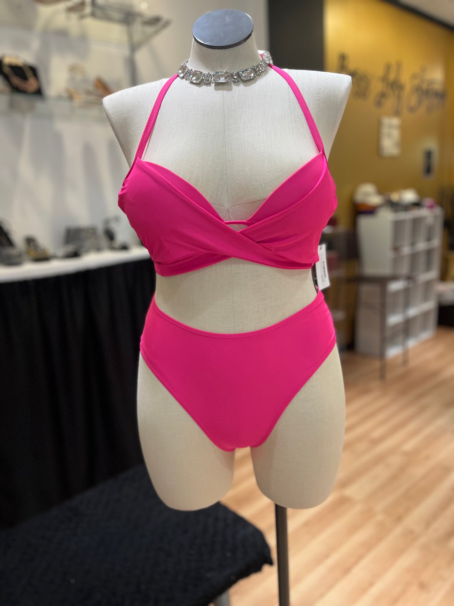 Fuchsia Pink High waist Swimsuit